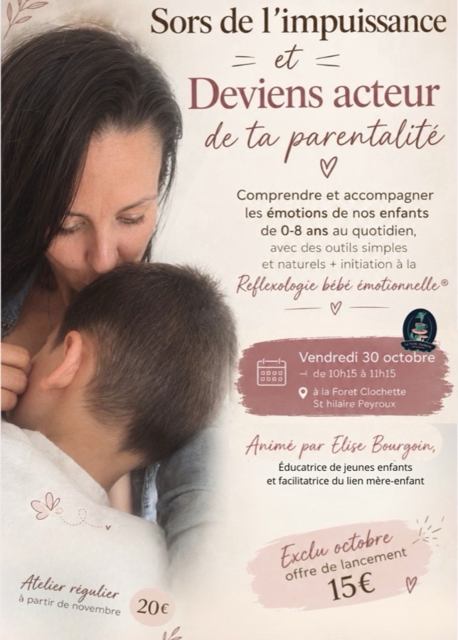 L'affiche de l'atelier : Élise embrassant son fils